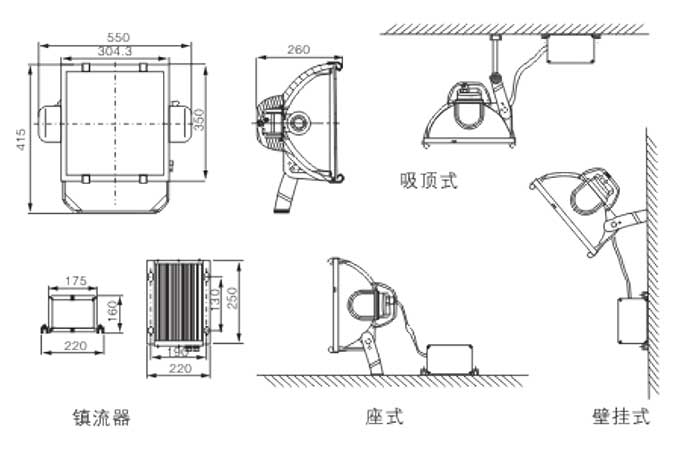 NTC9251大功率投光灯安装示意图